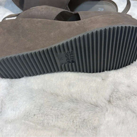 Eileen Fisher Dark gray Wedge Sandals women’s size 10 - Picture 9 of 10